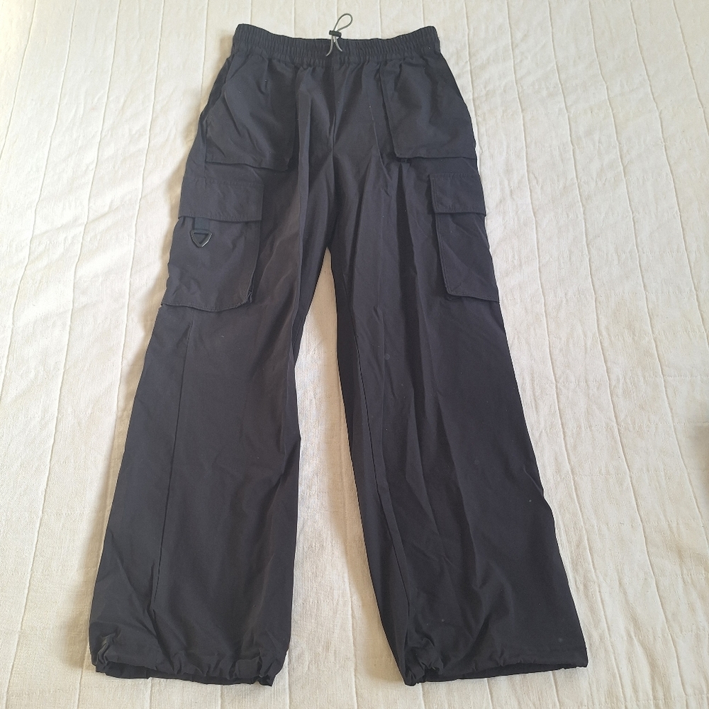 Fabletics Black Cargo Pants, Small, Wide Leg